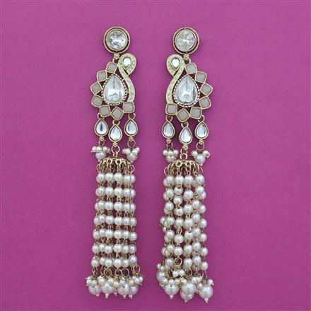 Indo Western Pearl Earring with Mehndi Plating