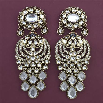 Indo Western Long Earring with Mehndi Plating