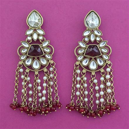 Indo Western Pearl Earring with Mehndi Plating