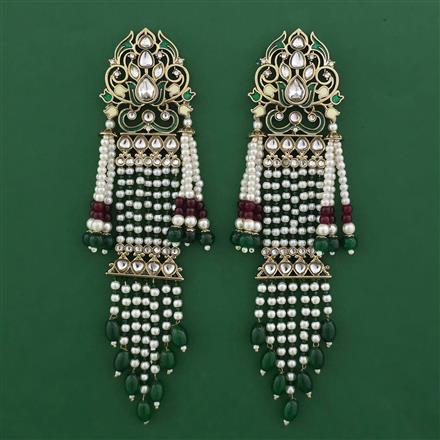 Indo Western Long Earring with Mehndi Plating