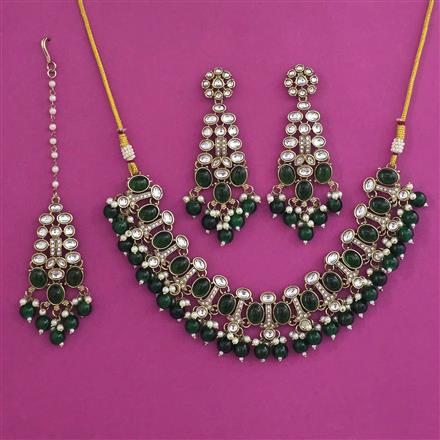 Indo Western Pearl Necklace with Mehndi Plating