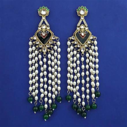 Indo Western Pearl Earring with Mehndi Plating