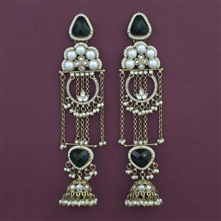 Indo Western Long Earring with Mehndi Plating