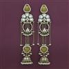 Indo Western Long Earring with Mehndi Plating