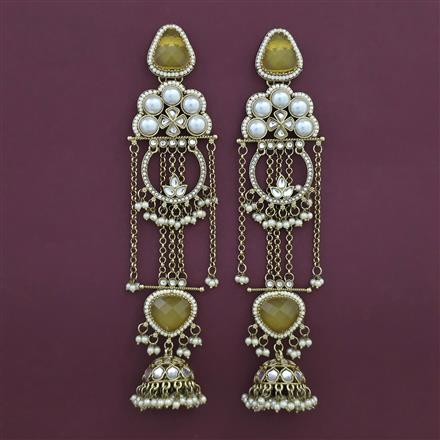 Indo Western Long Earring with Mehndi Plating