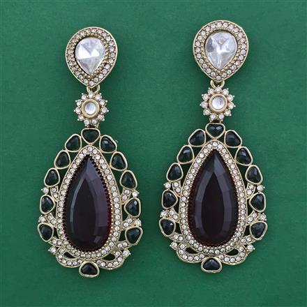 Indo Western Long Earring with Mehndi Plating