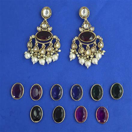 Indo Western Changeable Earring with Mehndi Plating