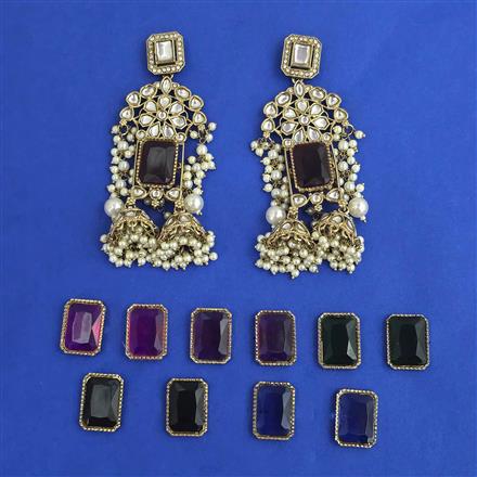 Indo Western Changeable Earring with Mehndi Plating