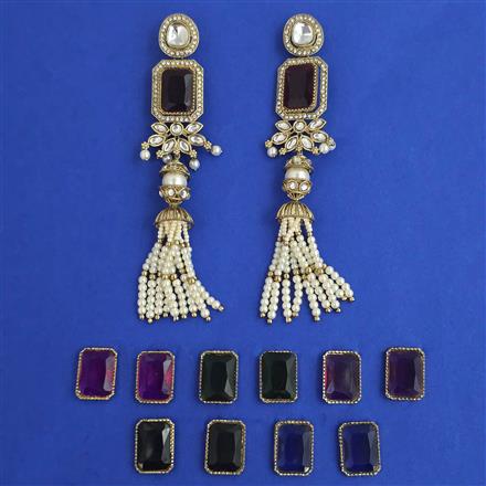 Indo Western Changeable Earring with Mehndi Plating