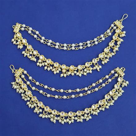 Indo Western Pearl Ear Chain With Gold Plating