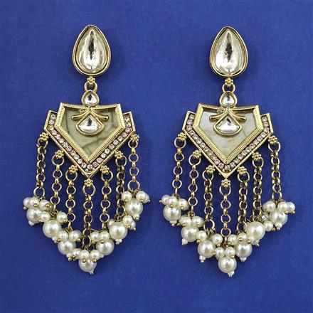 Indo Western Mother Of Pearl Earring with Mehndi Plating