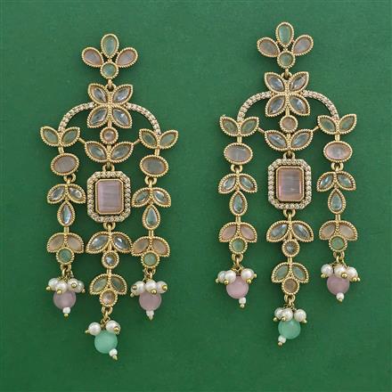 Indo Western Pearl Earring with Mehndi Plating