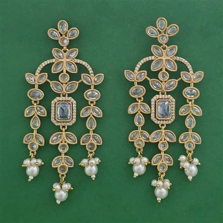 Indo Western Pearl Earring with Mehndi Plating