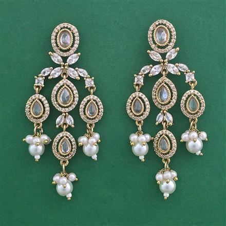 Indo Western Pearl Earring with Mehndi Plating