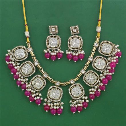 Indo Western Pearl Necklace with Mehndi Plating