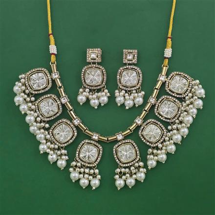 Indo Western Pearl Necklace with Mehndi Plating