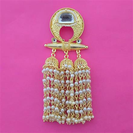 Indo Western Pearl Hair Brooch With Gold Plating