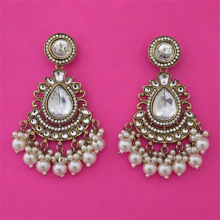 Indo Western Pearl Earring with Mehndi Plating