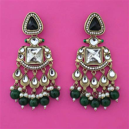 Indo Western Pearl Earring with Mehndi Plating