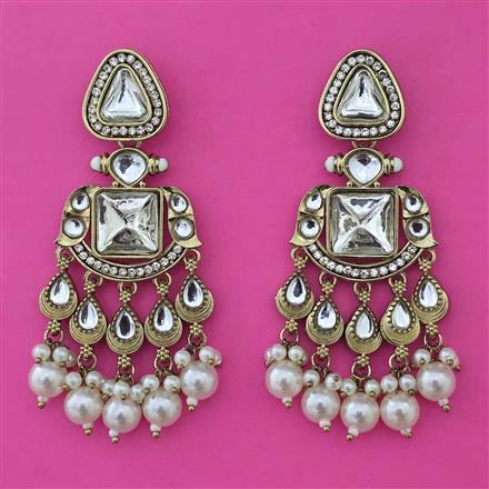 Indo Western Pearl Earring with Mehndi Plating