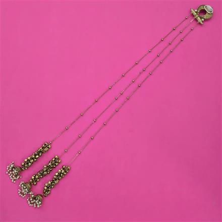 Indo Western Pearl Hair Brooch With Mehndi Plating