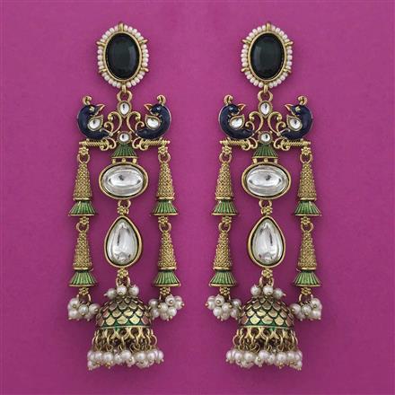 Indo Western Birds Earring with Mehndi Plating