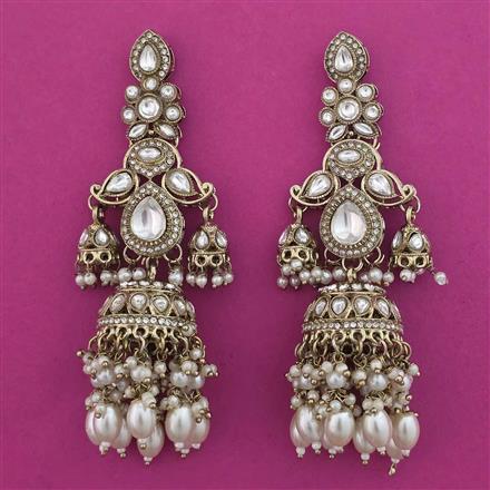 Indo Western Pearl Earring With Mehndi Plating