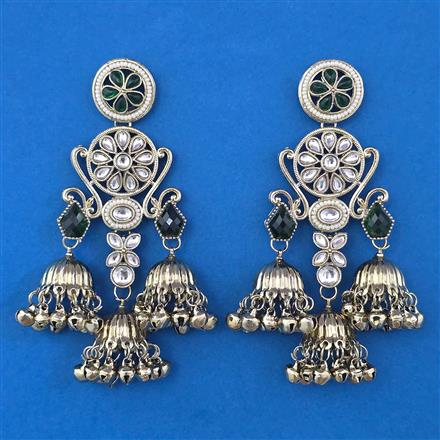 Indo Western Long Earring with Mehndi Plating
