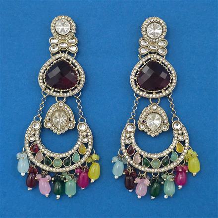Indo Western Chand Earring with Mehndi Plating
