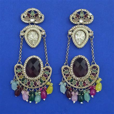 Indo Western Long Earring with Mehndi Plating