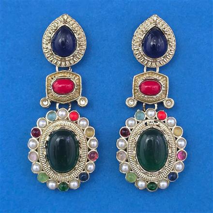 Indo Western Pearl Earring With Mehndi Plating