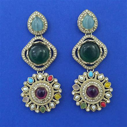Indo Western Pearl Earring With Mehndi Plating
