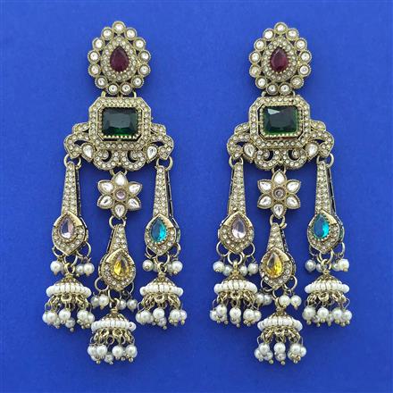 Indo Western Long Earring With Mehndi Plating