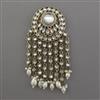 Indo Western Pearl Hair Brooch With Mehndi Plating