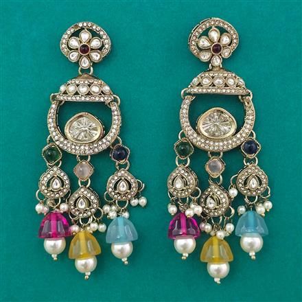 Indo Western Long Earring with Mehndi Plating