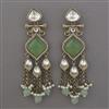 Indo Western Long Earring with Mehndi Plating