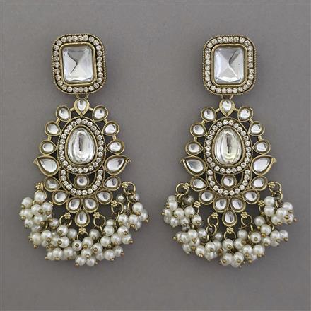Indo Western Pearl Earring with Mehndi Plating