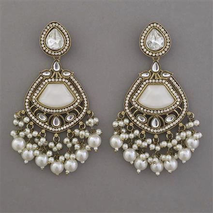 Indo Western Pearl Earring with Mehndi Plating