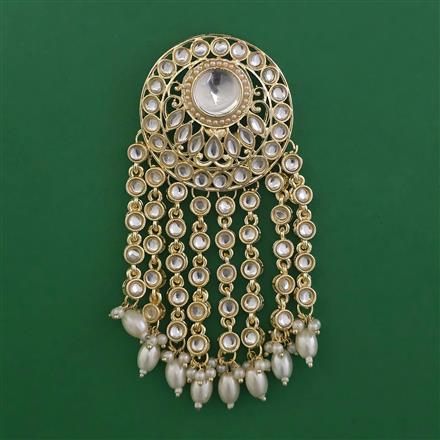 Indo Western Pearl Hair Brooch With Gold Plating