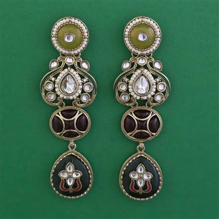 Indo Western Meenakari Earring with Mehndi Plating
