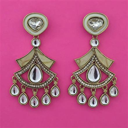 Indo Western Mother Of Pearl Earring with Mehndi Plating