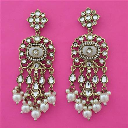 Indo Western Pearl Earring with Mehndi Plating