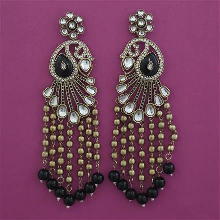 Indo Western Long Earring with Mehndi Plating