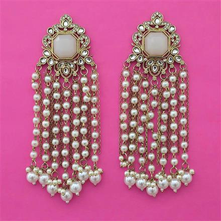 Indo Western Pearl Earring with Mehndi Plating