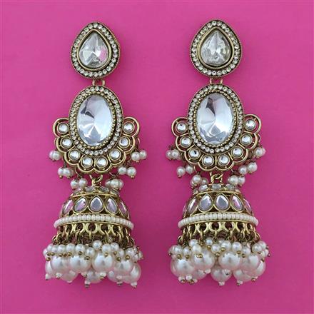 Indo Western Pearl Earring with Mehndi Plating