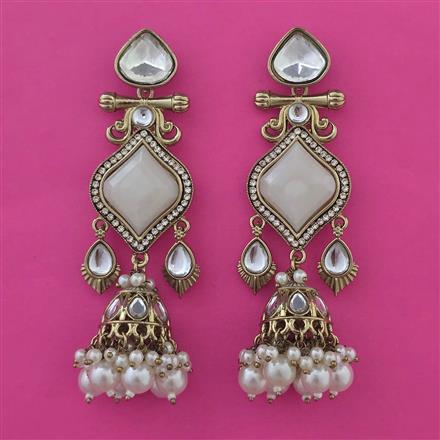 Indo Western Long Earring with Mehndi Plating