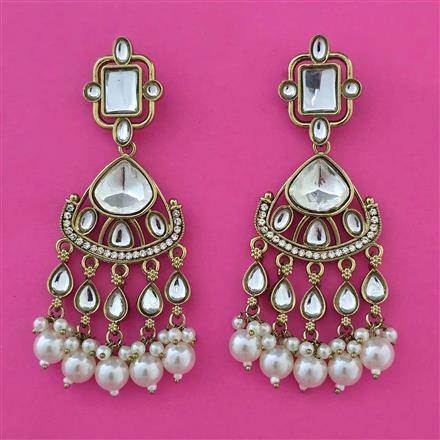 Indo Western Pearl Earring with Mehndi Plating