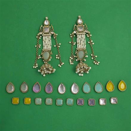 Indo Western Changeable Earring with Mehndi Plating