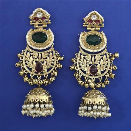 Indo Western Long Earring With Mehndi Plating
