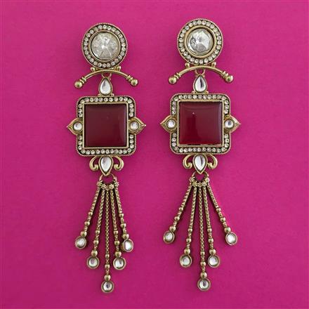 Indo Western Long Earring with Mehndi Plating